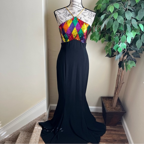 Sugarplum Dresses & Skirts - Sugarplum Vintage Rope Neck Sequin Bodice Mermaid Formal Gown Black Sz M